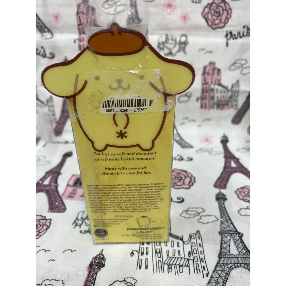 The Creme Shop Sanrio Pompompurin Macaron Lip Balm Caramel Pudding Limited Ed